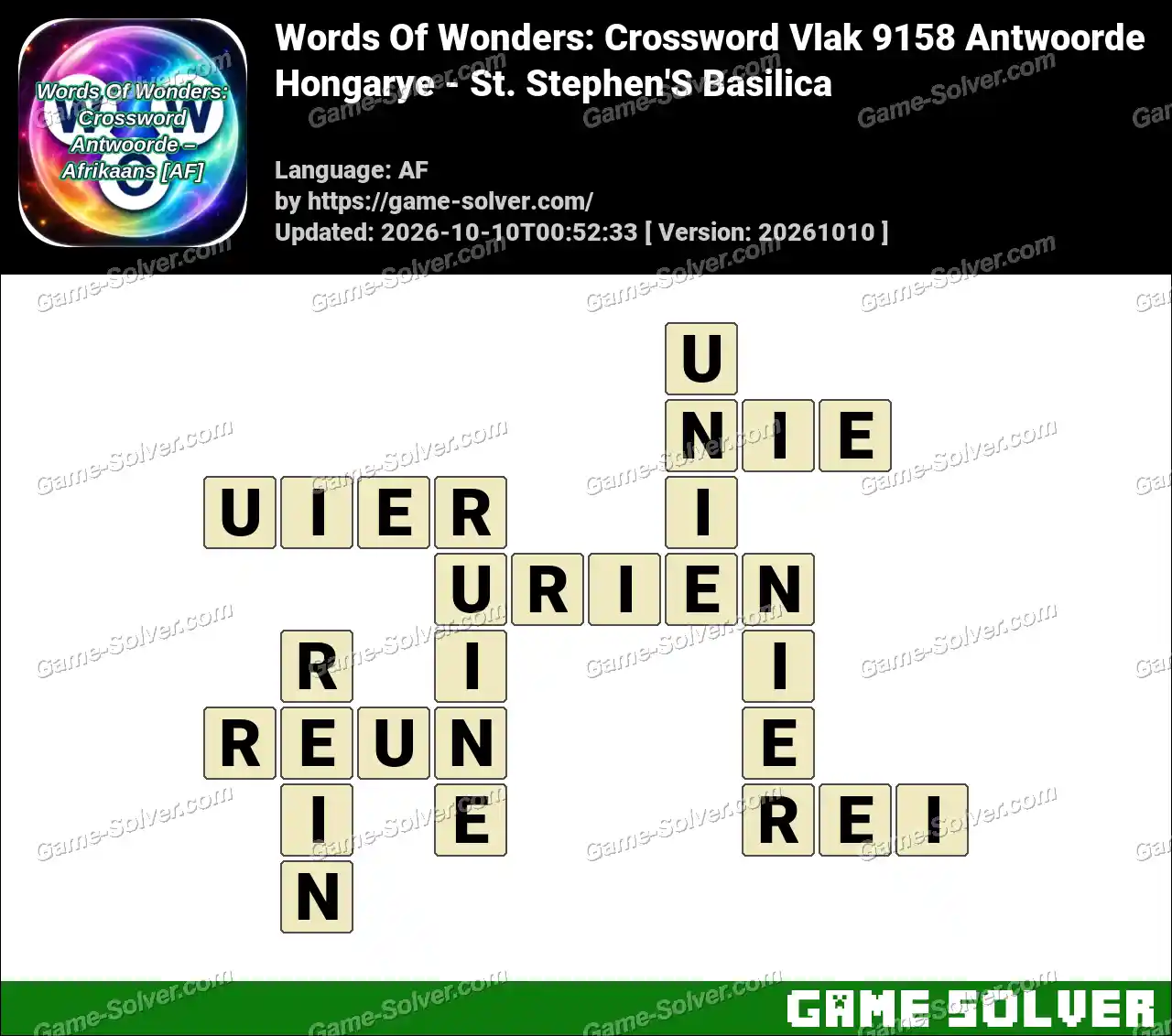 Words Of Wonders: Crossword Vlak 9158 Antwoorde – Hongarye – St. Stephen’S Basilica